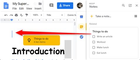 adding notes to google docs