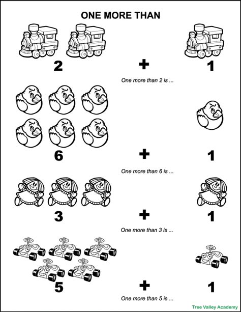 Adding One More Worksheets For Kindergarten