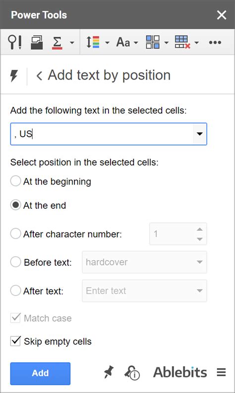 adding text in google sheets
