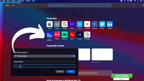 Adding a Website to Your Favorites on Mac