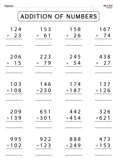 Addition 3Rd Grade Math Worksheets