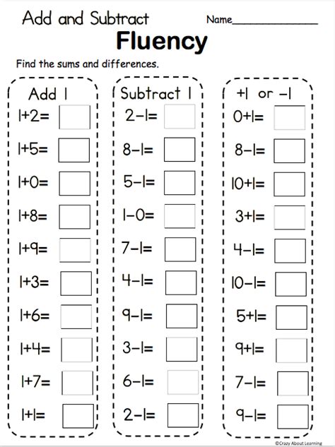 Addition And Subtraction Fluency First Grade