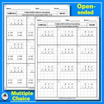 Addition Standard Algorithm With Regrouping With Graph Paper