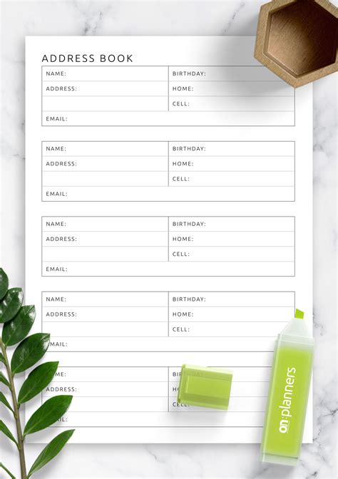 Image detail for Address Book Template templates Pinterest Need