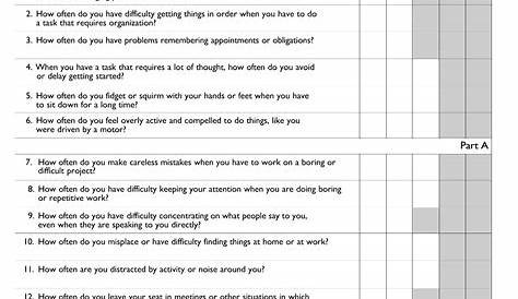 Adhd Self Screening Quiz ADHD Rating Scale IV Report Version Fill And