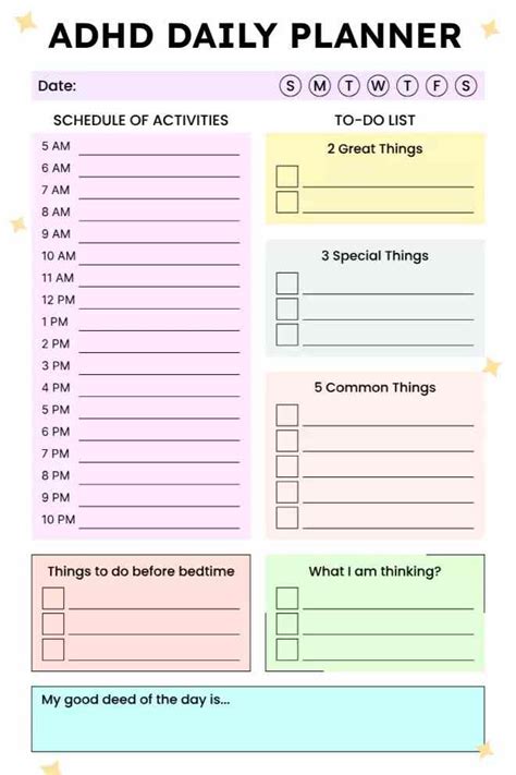 Adhd Printable To Do List And Schedule