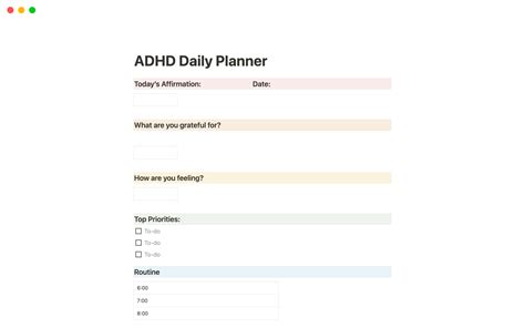 Adhd Planner Notion Free