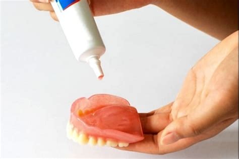 adhesive drying on denture