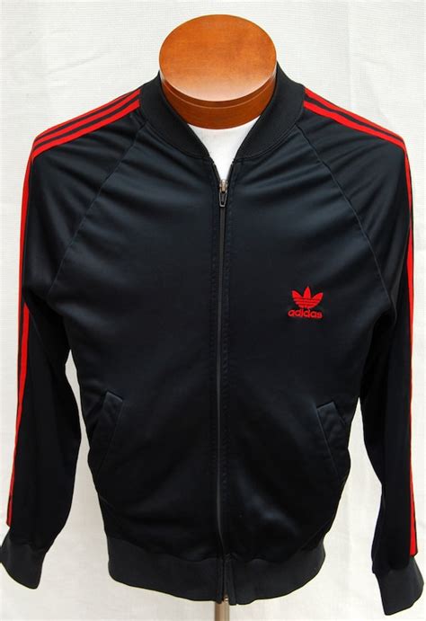 Adidas jacket black red stripes