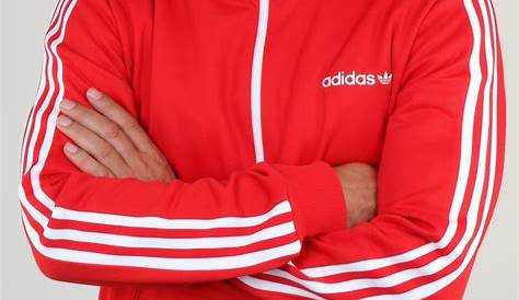 Adidas Beckenbauer Track Top in White/Red - Northern Threads