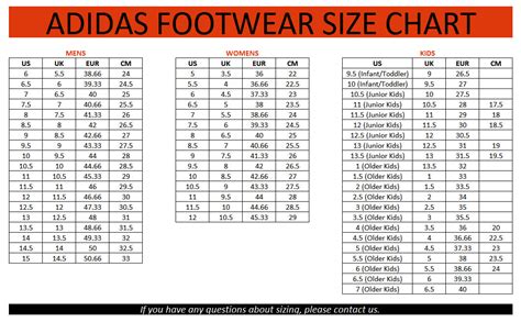 adidas girls shoes size chart