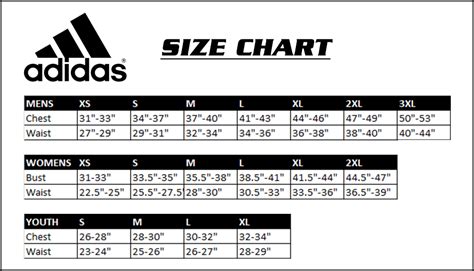 Adidas jacket sizes chart