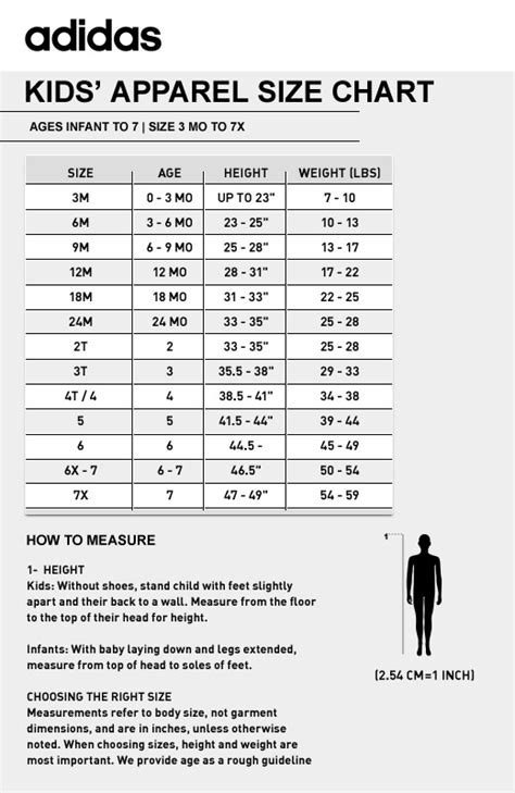 adidas kids sizing chart