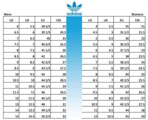 adidas shoes size chart cm