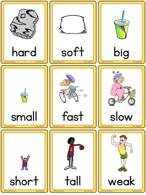 Adjective Flashcards Printable
