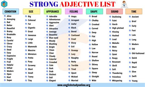 Adjectives Instead Of Good Printable