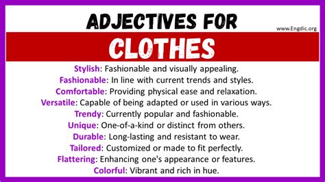 Adjectives Used For Clothes