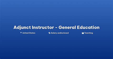adjunct instructor education