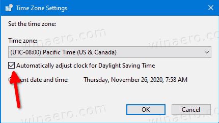 Adjust For Daylight Saving Time Automatically Not Working