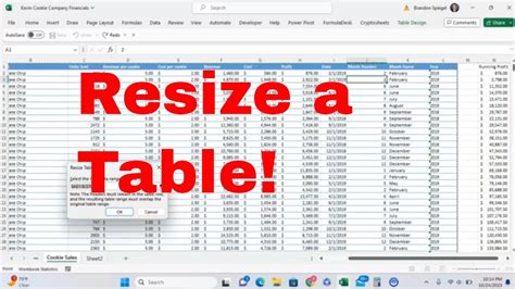 Adjust Table Size In Excel