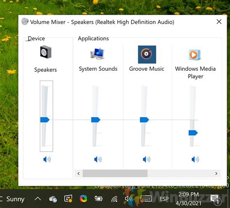 adjust volume settings windows 10
