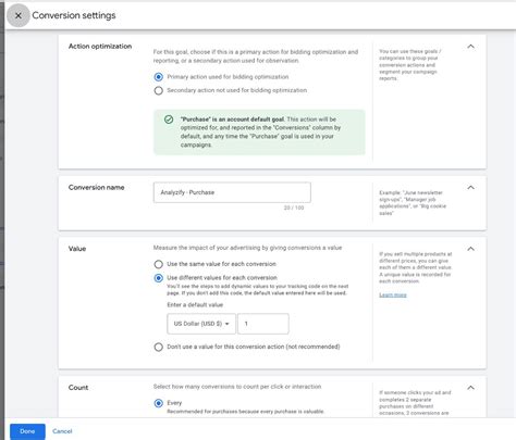 Adjust Conversion Settings