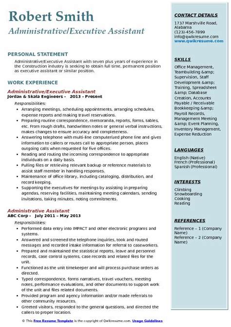 admin executive roles and responsibilities resume pdf
