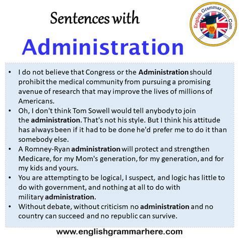 administration example sentence