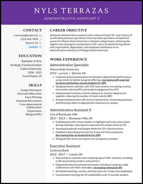 administration experience examples
