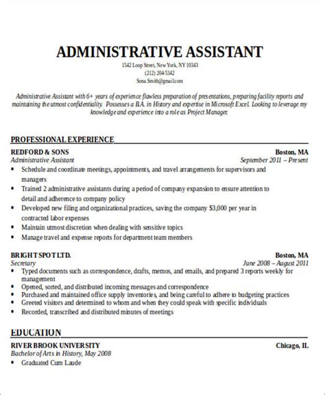 administrative assistant objective resume examples
