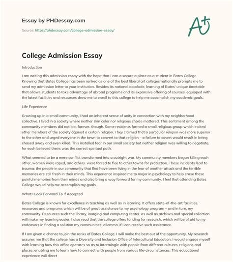 Masters admission essay example College Admission Essay Samples
