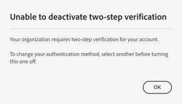 Adobe Verification Code Turn Off