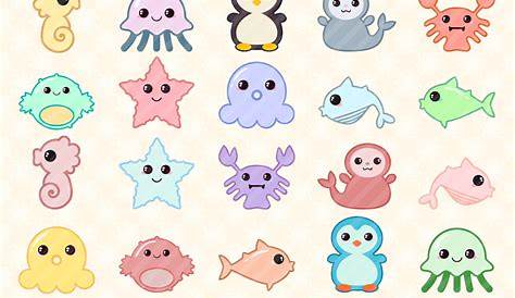 Image result for kawaii sea creatures | Sea creatures, Doodles, Kawaii