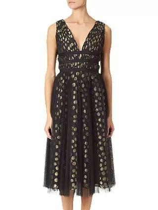 adrianna papell black and gold dress
