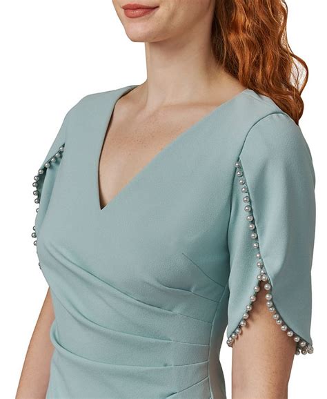 adrianna papell pearl-trim cocktail dress
