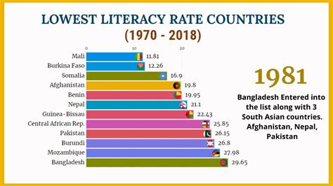 adult lowest literacy rate countries