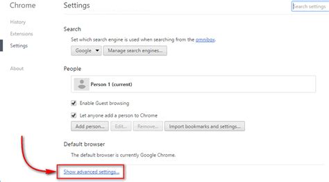 advance setting chrome