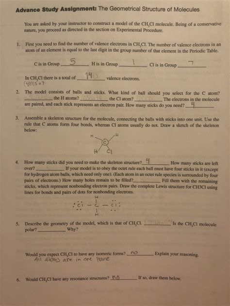 advance study assignment the geometrical structure of molecules