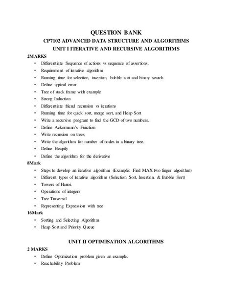 advanced data structures and algorithms important questions