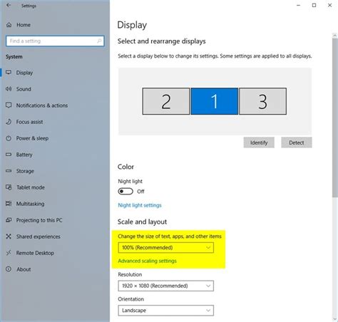 advanced display settings