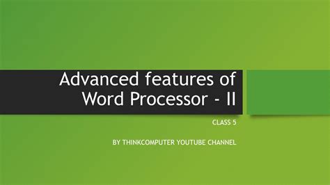 advanced features of word processor 2 class 5 questions and answers ppt