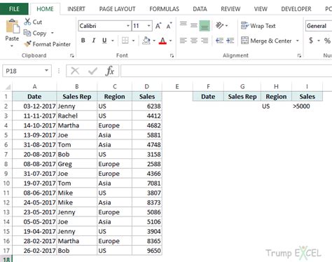 Advanced Filter in Excel