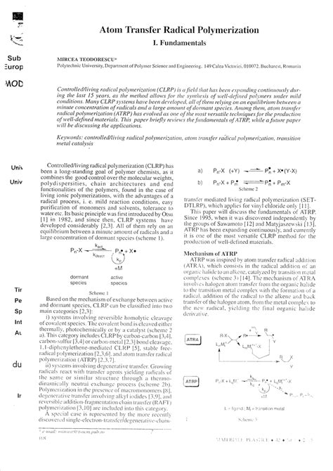 Advanced Materials By Atom Transfer Radical Polymerization
