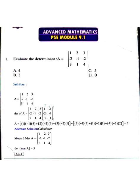 advanced mathematics answer key