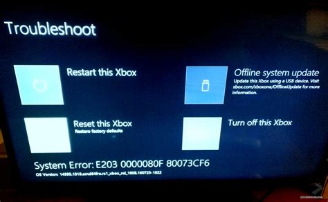 advanced solutions for xbox one system error e203