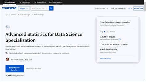 advanced statistics for data science specialization coursera