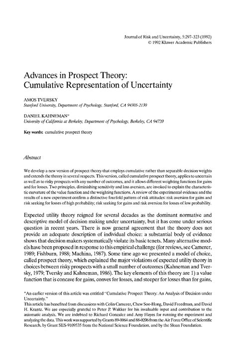 advances in prospect theory