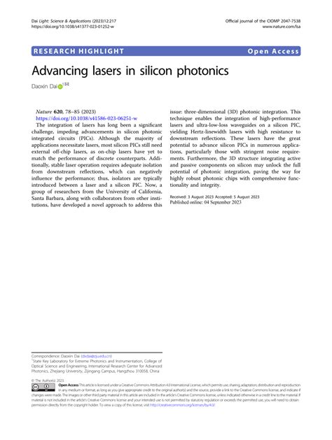 advancing lasers in silicon photonics