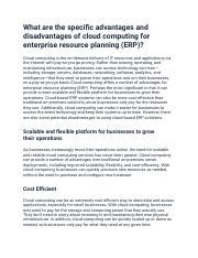 advantages and disadvantages of cloud computing for enterprise resource planning