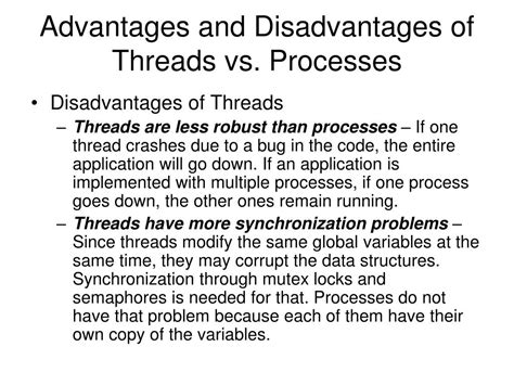 Advantages And Disadvantages Of Threads